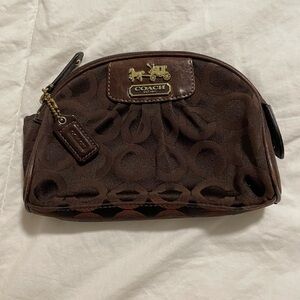 Coach Brown and Gold Signature Pouch